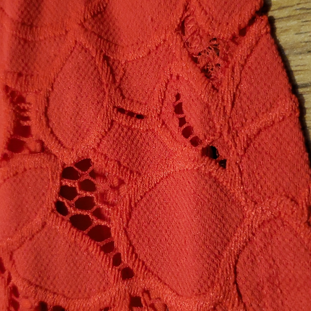 Monteau Red Lace Eyelet Top Womens Size S - Picture 6 of 16